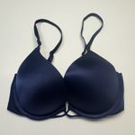 Victoria's Secret  Bombshell Plunge‎ Super Pushup Bra Size 32C Satin Navy Blue Photo 2