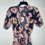 Old Navy Woman’s Midi Wrap Short Sleeve Dress V-neck Navy Blue Floral Size M Photo 2