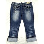 Almost Famous Capri Jeans Size 7 Distressed Cuffed Hem Fringe Detail Whistering Photo 7