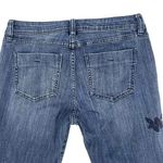 Elle Women's Retro Blue Floral Embroidery Classic Medium Wash Jeans Size 8 Photo 6