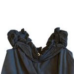 Free People 100% Cotton Black Midi Dress Ruffle Smocked Tie Back Size Small Photo 6