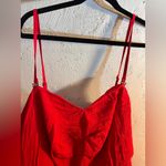 Knox Rose  NWT Plus Red Jumpsuit pockets adj. straps stretch wide leg summer Photo 2