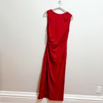 Abercrombie & Fitch wedding guest dress high neck ruched side slit midi red M Photo 1