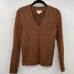 Maeve Anthropologie Cardigan Sweater V Neck Brown w Metallic Womens Size Medium Photo 0