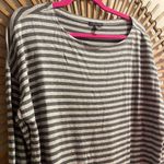 Eileen Fisher EUC Elileen Fisher Gray Knit Striped Tunic Top Dolman Sleeve Relaxed Casual Sz M Photo 2