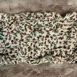 Project 28‎ Womens Small Top Ivory Floral Smocked Ruched Cottagecore Crop Top Red Photo 0