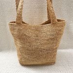 Annabel Ingall Australia Beige Tan Raffia Beach Shoulder Tote Capiz Shell Button White Photo 3