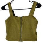 Aerie Offline By  Green Ribbed‎ Zip Front Crop Tank Top Size M Photo 0