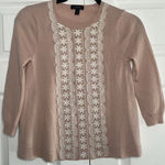 J Crew Womens XS Pink Merino Wool A Line Sweater Embroidery Clean Girl Grandma Photo 0