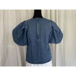 Levi's  Women Small Puff Sleeve Zaida Sculptural Denim Blouse Western Boho Photo 3