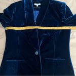 SEDGE Midnight Blue Velvet Womens Blazer Ruched 3/4 Sleeve 1 Button Size XS Blue Photo 12