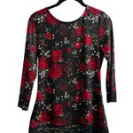 Womens Y2K Mesh Lace Floral Top Whimsigoth Romantic Goth Grunge Size Medium Black Photo 0
