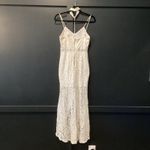 BANJUL  white embroidered floral lace high low midi maxi neck choker dress S Photo 4