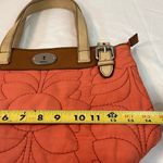 Fossil ‎ Key-Par Coral Quilted Handbag Tote with leather trim double handles Photo 9