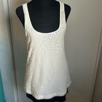 EXPRESS  Dressy Women’s Ivory Translucent Sequin Long Tank Top Photo 10