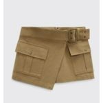 ZARA  Belted Cargo Skort Tan Wrap Style Utility Pockets XS y2k boho glam whimsi Photo 4