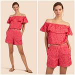 Trina Turk ππ Veranda Top + Lonni Short Vista Voile Watermelon Red Medium 6 NWT Photo 1