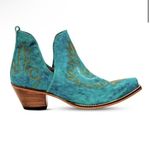 MYRA Turquoise Embroidered Leather Block Heel Western Ankle Booties Women Size 7 Blue Photo 10