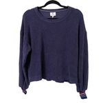 Sundry  Stripe Cuff Faux Sherpa Sweatshirt NWT‎ Photo 1
