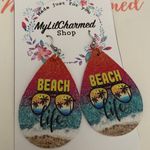 Handmade Beach Life Tree Pattern Teardrop Earrings  Photo 0