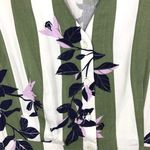 VERO MODA New Floral Stripe Button Up Vilja Dress Short Sleeve Mini Green Navy Photo 9