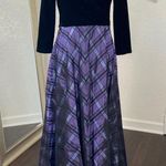 Coldwater Creek Witchy Whimsigoth Black Velvet Purple Gingham Midi Maxi Vintage Dress 6 / S Photo 1
