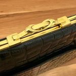 Unique Vintage DOFAN France Black Alligator Croc Embossed Leather Clutch Handbag Photo 12