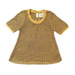 Anthropologie Angel of the North dark yellow open knit short sleeve top size S Photo 13