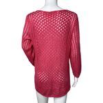 Chico's  Crochet Tunic Sweater Womens M Pink Sheer Knit Boho Beach Cover Layer‎ Photo 3