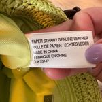 Talbots Green and Brown Woven straw Tote Bag with Leather Handles 10x13 Photo 6