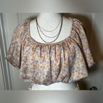 ZARA  Floral Print Balloon Sleeve  Crop Top Size Small 70’s style Photo 7