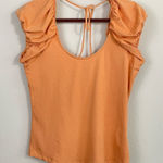 Free People ‎ Taupe Orange Puff Sleeve Tie Back Slim Top NWT Size Large Photo 0