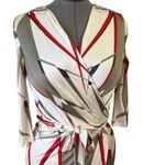Mara Hoffman  silk wrap style geometric red accents Long Sleeve mini Dress Photo 1