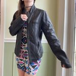 Michael Kors black leather bomber jacket Photo 1