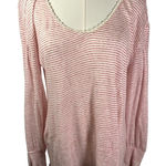 Sundance Linen Long Sleeve V Neck Top Pink Stripe Lightweight Made in Portugal M Photo 0