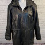 MODERN ESSENTIALS Vintage Leather Car Coat Size L Photo 0