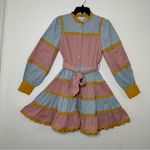 TCEC Pastel Long Sleeves Ruffle Colorful Mini Dress with Yellow Accents Photo 1