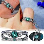 Boutique Women's Green‎ Emerald Ring Set | 925 Sterling Silver Photo 1