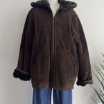 Marvin Richards Jacket Womens XL Brown Suede Leather Faux Fur Lined Hooded Photo 4