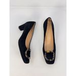 Ann Mashburn Womens Buckle Heels Black Suede Court Square EU40 US 9.5 Photo 3
