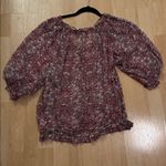 Ella Moss Red Floral Silk Rope Tie Blouse M Photo 3