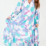 J. Marie Mia Rae Long Sleeve Tiered Maxi Dress Blue Purple Floral Size Small Photo 0