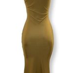 Long maxi dress with lace sexy cut front Gold Photo 5