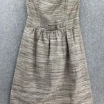 Banana Republic Women's Strapless Dress Striped Brown Linen Marled Size 6 Pleats Photo 1