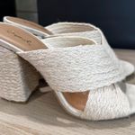 Qupid  Natural Jute Criss-Cross Strap Block Heels Mule Shoes Sandals Size 8.5 Photo 1