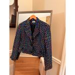 Anna May Silk Blazer Jacket Multicolor Tweed Woven Size 4 Blue Photo 2
