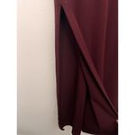 STAUD Burgundy Ribbed Knit Maxi Dress Long Sleeve Square Neck Side Slit Bodycon Red Size L Photo 4