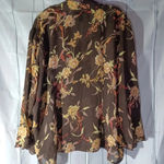 John Paul Richard Uniform  sheer button down floral blouse Photo 6