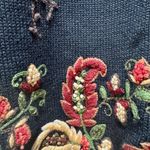 Talbots XL Black Floral Embroidered Sweater Knit Pullover Photo 4