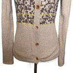 Royal Robbins  Abstract Leaves Tan Knit‎ Button-Up Cardigan Small ROYC-531 Cotton Photo 4